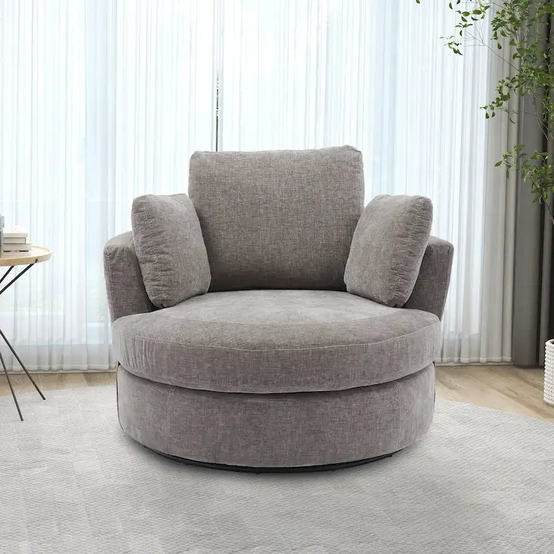 Fauteuil club pivotant rembourré avec base en métal