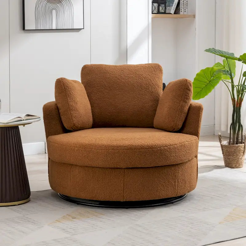Fauteuil club pivotant rembourré avec base en métal