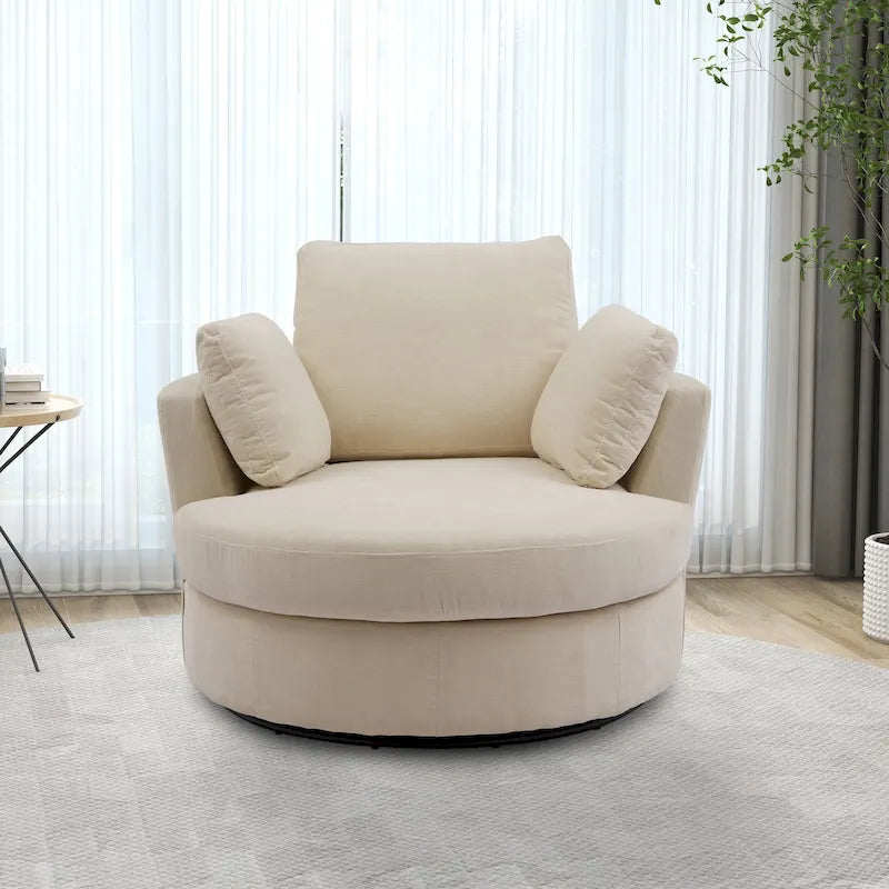 Fauteuil club pivotant rembourré avec base en métal