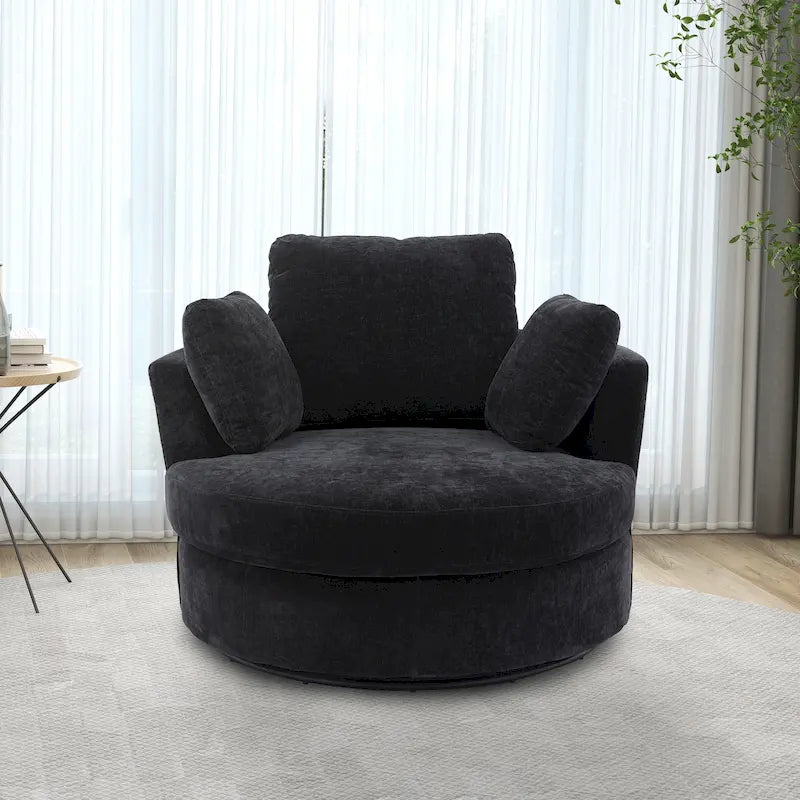 Fauteuil club pivotant rembourré avec base en métal