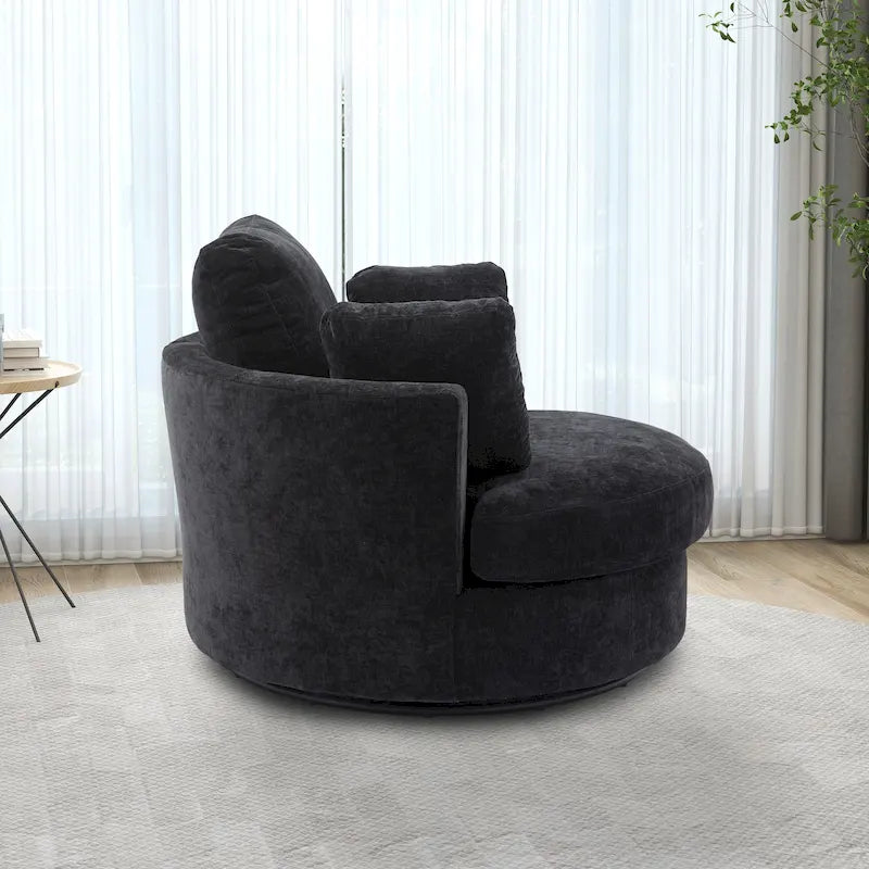 Fauteuil club pivotant rembourré avec base en métal