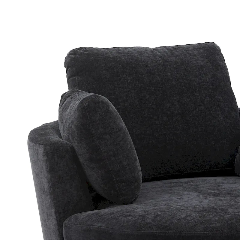 Fauteuil club pivotant rembourré avec base en métal