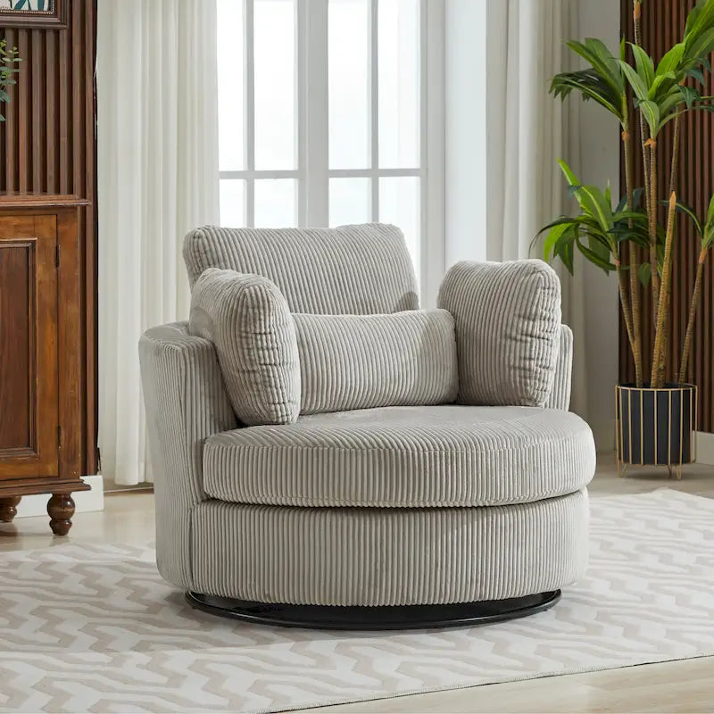 Fauteuil club pivotant rembourré avec base en métal