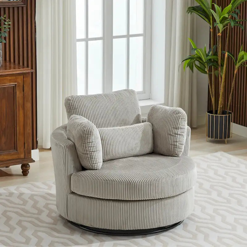 Fauteuil club pivotant rembourré avec base en métal