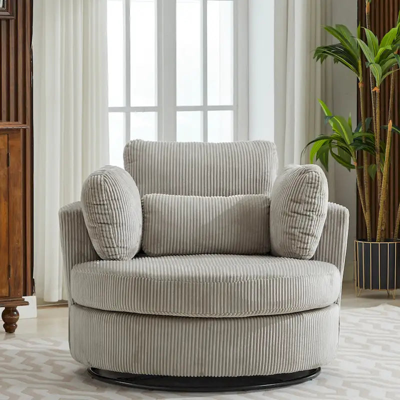 Fauteuil club pivotant rembourré avec base en métal