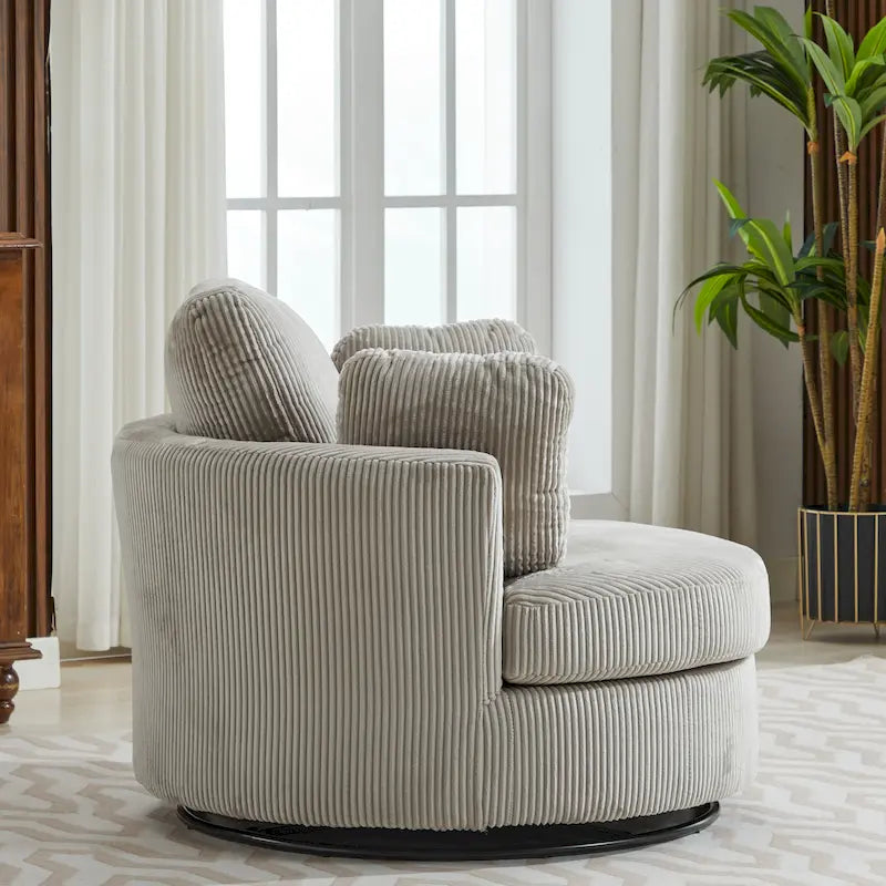 Fauteuil club pivotant rembourré avec base en métal