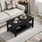 Table basse d'appoint en bois style rustique avec grande étagère de rangement