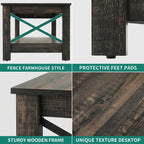 Table basse d'appoint en bois style rustique avec grande étagère de rangement