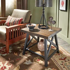 Table d'appoint rustique en X avec étagère