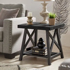 Table d'appoint rustique en X avec étagère