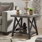 Table d'appoint rustique en X avec étagère
