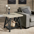 Table d'appoint rustique en X avec étagère