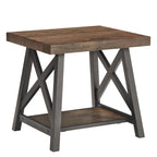 Table d'appoint rustique en X avec étagère