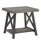 Table d'appoint rustique en X avec étagère