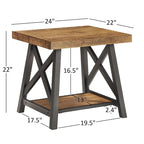Table d'appoint rustique en X avec étagère