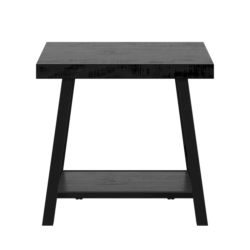 Table d'appoint rustique en X avec étagère