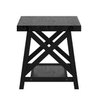 Table d'appoint rustique en X avec étagère