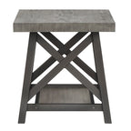 Table d'appoint rustique en X avec étagère