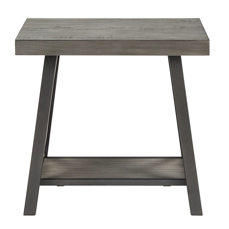 Table d'appoint rustique en X avec étagère