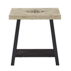 Table d'appoint rustique en X avec étagère