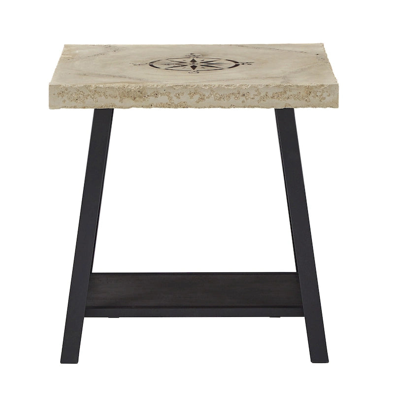 Table d'appoint rustique en X avec étagère