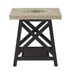 Table d'appoint rustique en X avec étagère