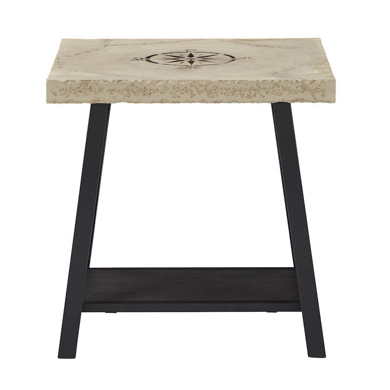 Table d'appoint rustique en X avec étagère