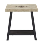 Table d'appoint rustique en X avec étagère