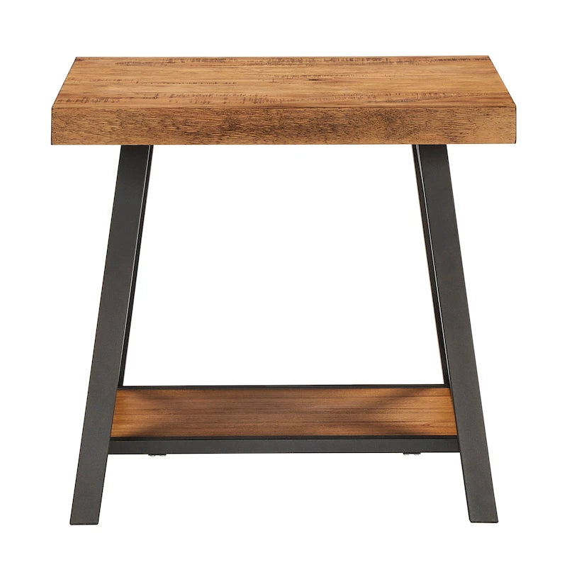 Table d'appoint rustique en X avec étagère