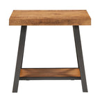 Table d'appoint rustique en X avec étagère