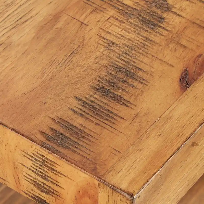 Table d'appoint rustique en X avec étagère