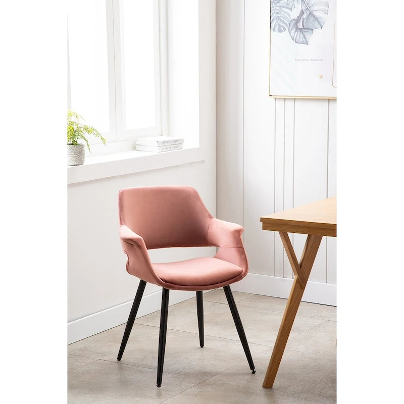 Chaise de salle à manger en velours de style Mid-Century