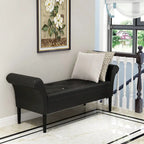 Banc de rangement ottoman avec accoudoirs, banquette de rangement capitonnée pour chambre à coucher, banc d'entrée, repose-pieds avec grand espace de rangement