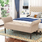 Banc de rangement ottoman avec accoudoirs, banquette de rangement capitonnée pour chambre à coucher, banc d'entrée, repose-pieds avec grand espace de rangement