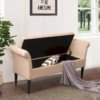Banc de rangement ottoman avec accoudoirs, banquette de rangement capitonnée pour chambre à coucher, banc d'entrée, repose-pieds avec grand espace de rangement