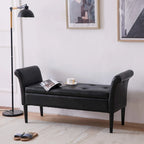Banc de rangement ottoman avec accoudoirs, banquette de rangement capitonnée pour chambre à coucher, banc d'entrée, repose-pieds avec grand espace de rangement