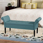 Banc de rangement ottoman avec accoudoirs, banquette de rangement capitonnée pour chambre à coucher, banc d'entrée, repose-pieds avec grand espace de rangement