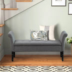 Banc de rangement ottoman avec accoudoirs, banquette de rangement capitonnée pour chambre à coucher, banc d'entrée, repose-pieds avec grand espace de rangement