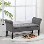 Banc de rangement ottoman avec accoudoirs, banquette de rangement capitonnée pour chambre à coucher, banc d'entrée, repose-pieds avec grand espace de rangement