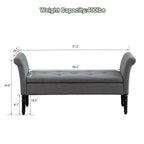 Banc de rangement ottoman avec accoudoirs, banquette de rangement capitonnée pour chambre à coucher, banc d'entrée, repose-pieds avec grand espace de rangement
