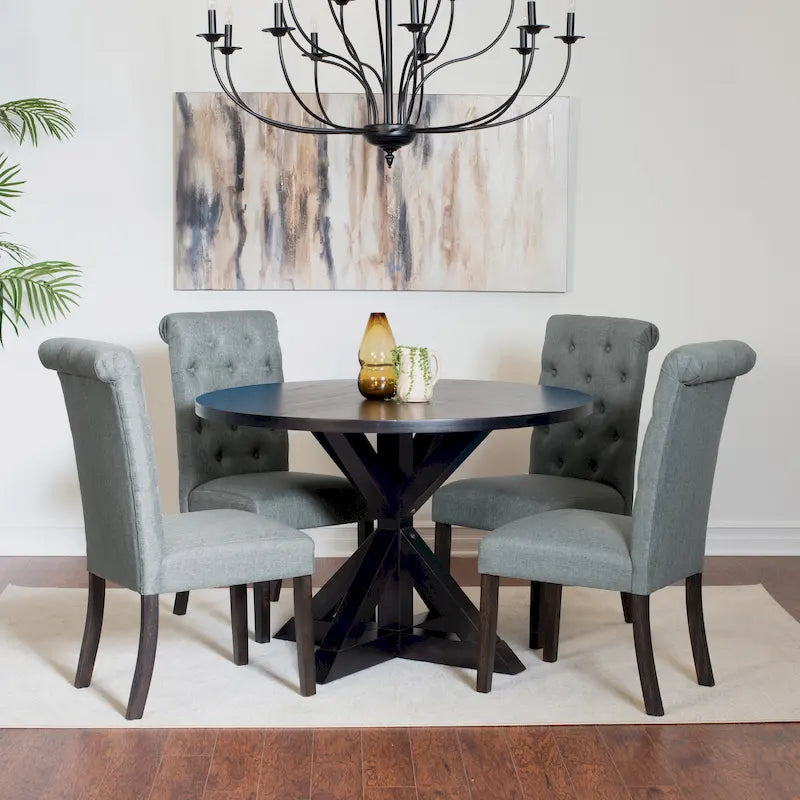 Ensemble de salle à manger 5 pièces Nylander, table à manger avec piétement en X et 4 chaises élégantes
