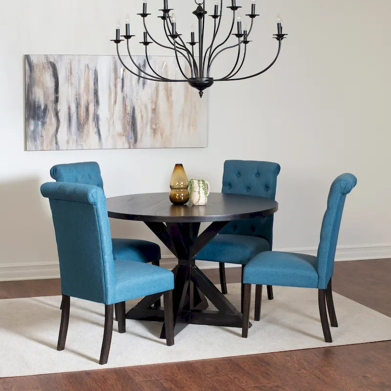 Ensemble de salle à manger 5 pièces Nylander, table à manger avec piétement en X et 4 chaises élégantes