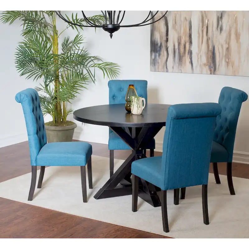 Ensemble de salle à manger 5 pièces Nylander, table à manger avec piétement en X et 4 chaises élégantes