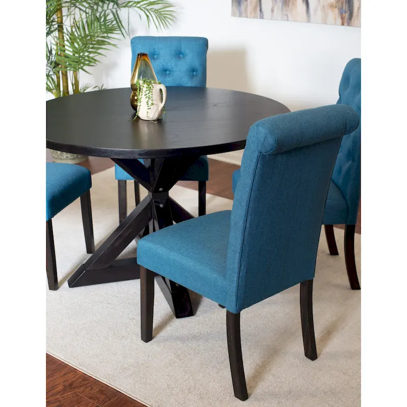 Ensemble de salle à manger 5 pièces Nylander, table à manger avec piétement en X et 4 chaises élégantes