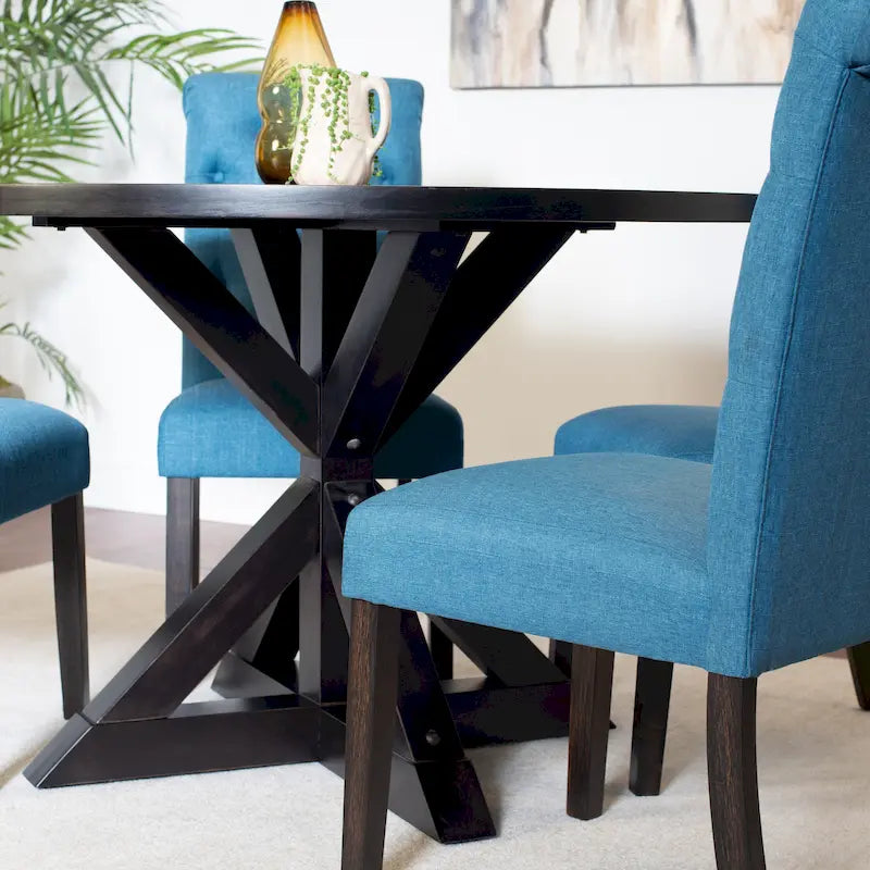 Ensemble de salle à manger 5 pièces Nylander, table à manger avec piétement en X et 4 chaises élégantes