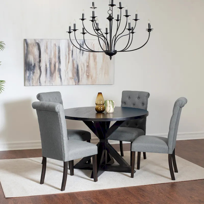 Ensemble de salle à manger 5 pièces Nylander, table à manger avec piétement en X et 4 chaises élégantes