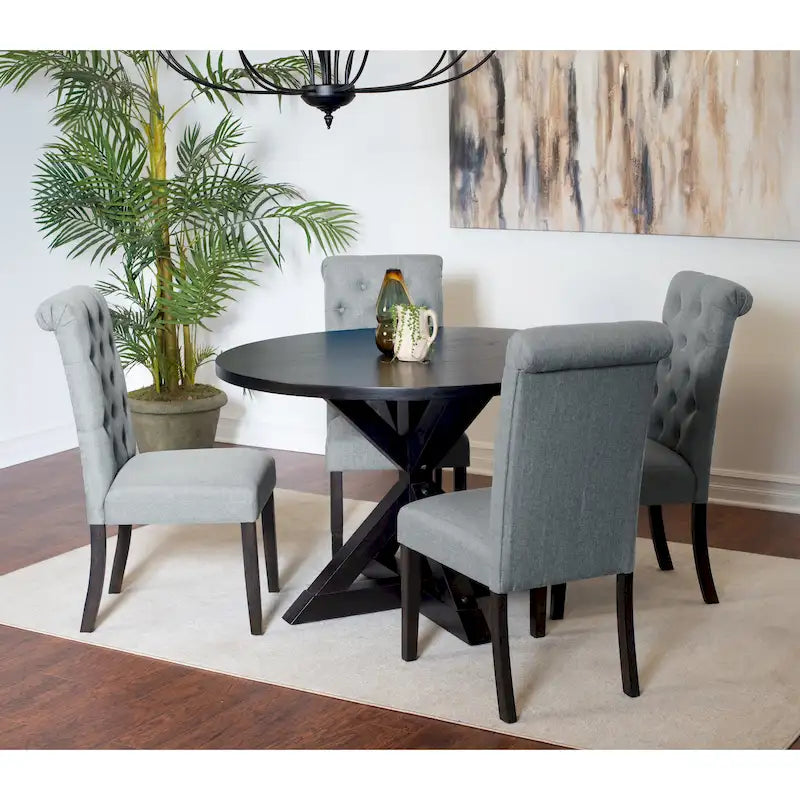 Ensemble de salle à manger 5 pièces Nylander, table à manger avec piétement en X et 4 chaises élégantes