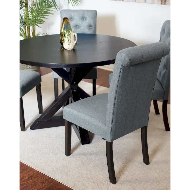 Ensemble de salle à manger 5 pièces Nylander, table à manger avec piétement en X et 4 chaises élégantes