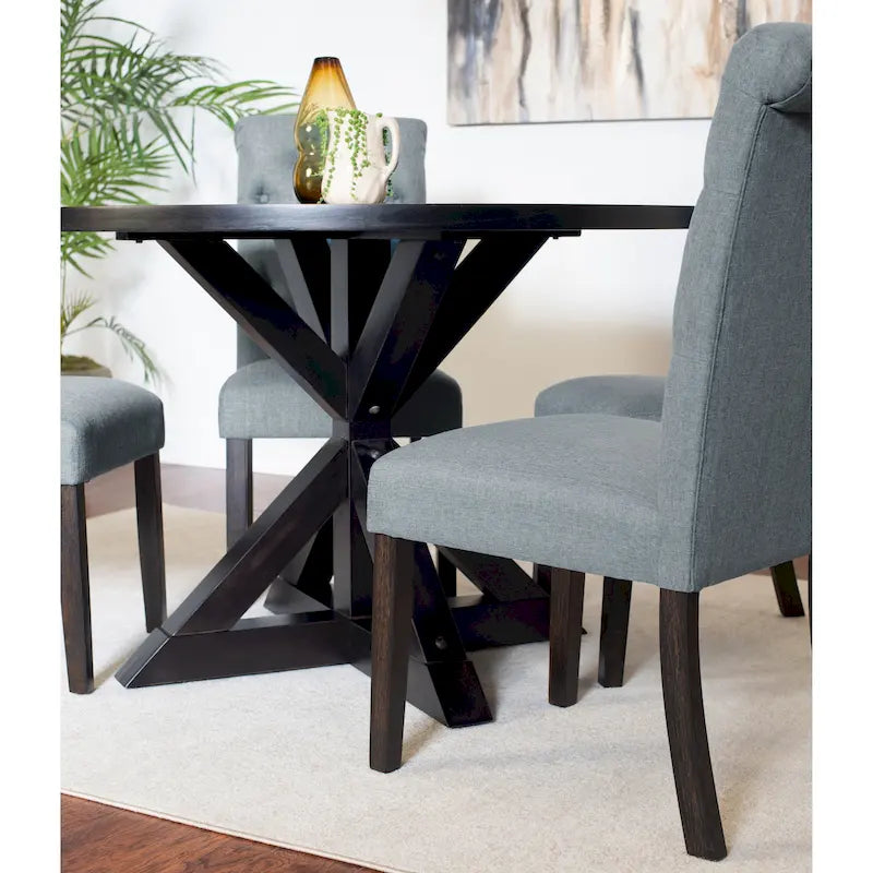 Ensemble de salle à manger 5 pièces Nylander, table à manger avec piétement en X et 4 chaises élégantes