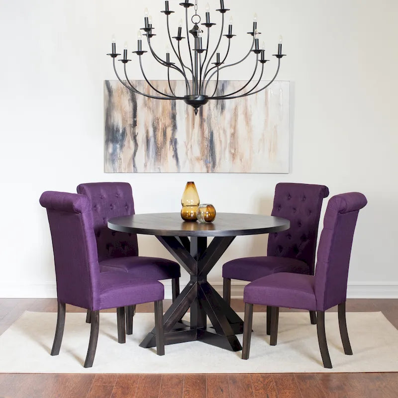 Ensemble de salle à manger 5 pièces Nylander, table à manger avec piétement en X et 4 chaises élégantes